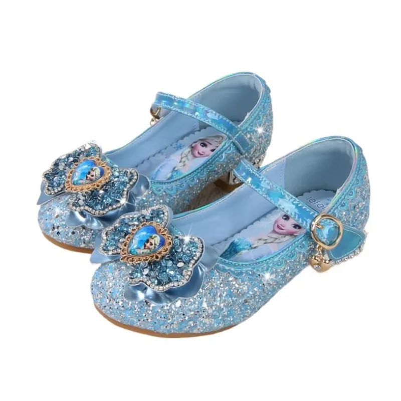 Frozen Elsa Sandals Girls Shoes Princess Dance Shoes Non-Slip Crystal Shoes Children High Heels Catwalk Shows Shoes