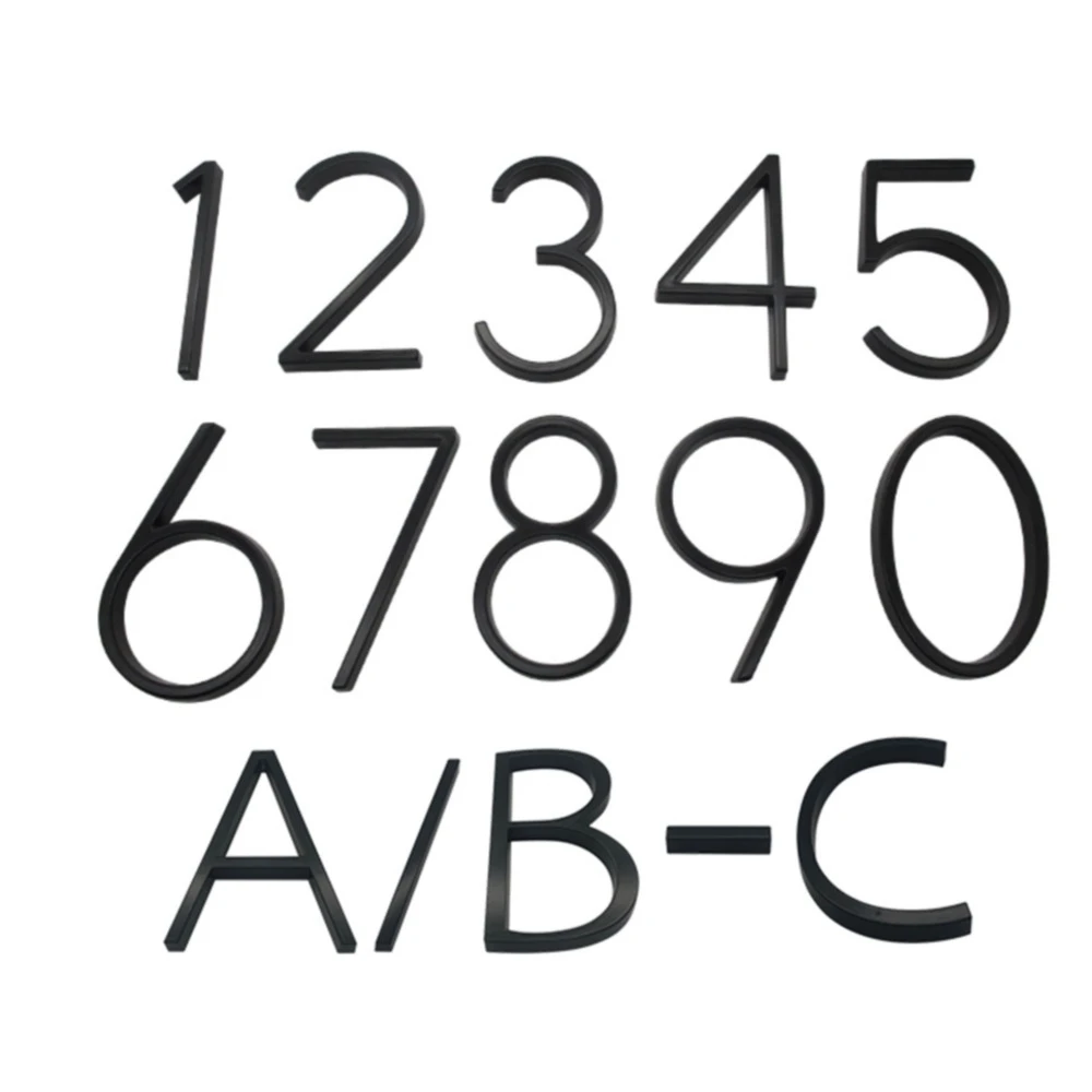 Letras de números de casa flotante de 127mm, alfabeto de puerta grande y moderno para el hogar y al aire libre, placa de dirección de números negros de 5 pulgadas, señal de barra de tablero # 0-9