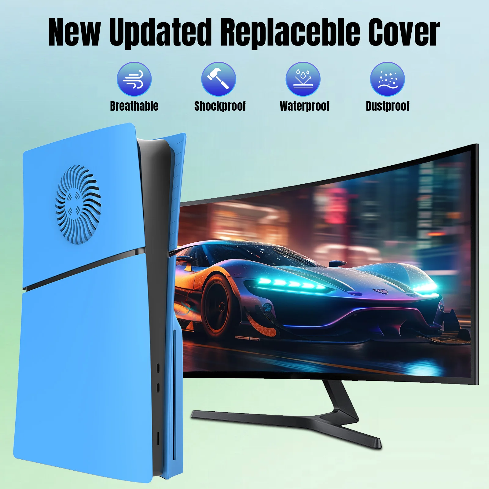 Star Blue Color Premium ABS Wymienna obudowa Czarne płytki kompatybilne z Playstation5 Slim Disc Edition — zdjęcie produktu 6
