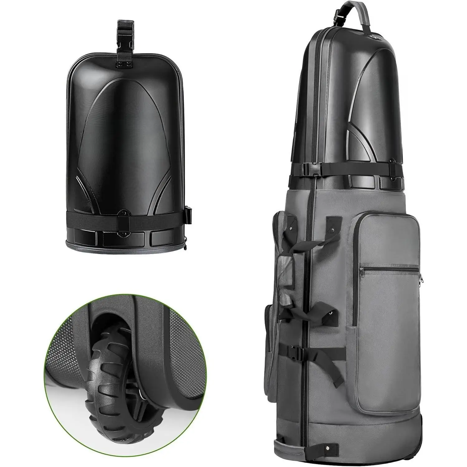 حقيبة سفر جولف مع حافظة صلبة، حقائب سفر نادي جولف أكسفورد شديدة التحمل 1680D لخطوط الجيران مع عجلات سهلة المناورة