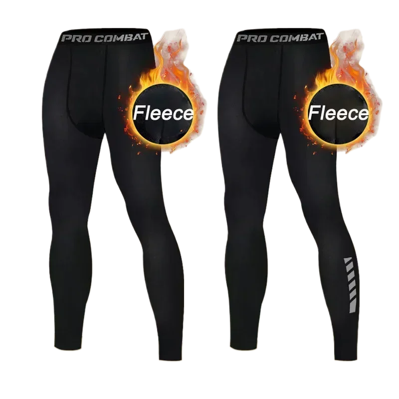 New Men's thermal compression leggings 1-2 pairs, sports training pants, running tight fitness basketball jogging pants