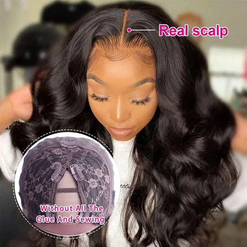 Body Wave U V Part Wig Human Hair No Leave Out 32 Inch 180% Glueless Human Hair Wigs for Women Brazilian U Part Human Hair Wigs