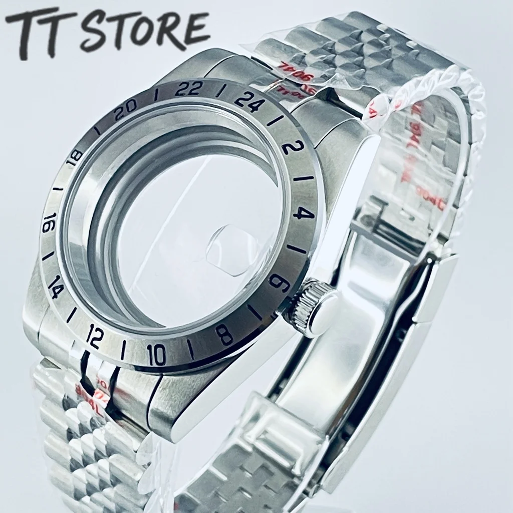 39mm-nh35-gmt-ウォッチケース、ステンレススチールベゼル、サファイアクリスタル、防水設計-–-nh34、nh35、nh36-に対応