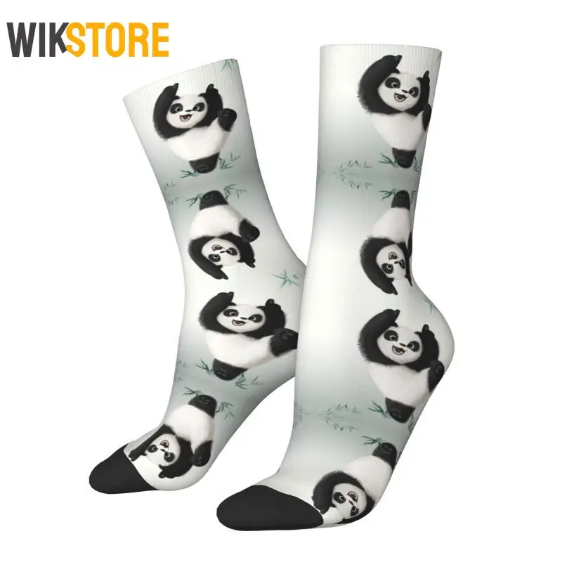 Fashion Print Chinese Wash Painting Panda Bear Socks for Men Women Stretch Summer Autumn Winter Animal Breathable Crew Sock