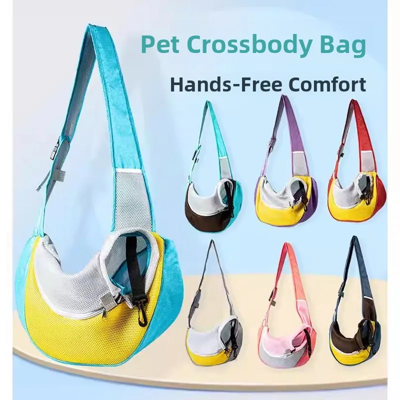 

Portable Single Shoulder Pet Bag Travel Diagonal Mesh Bag Thickened Breathable Dog Travel Bag Pet Backpack for Outdoor