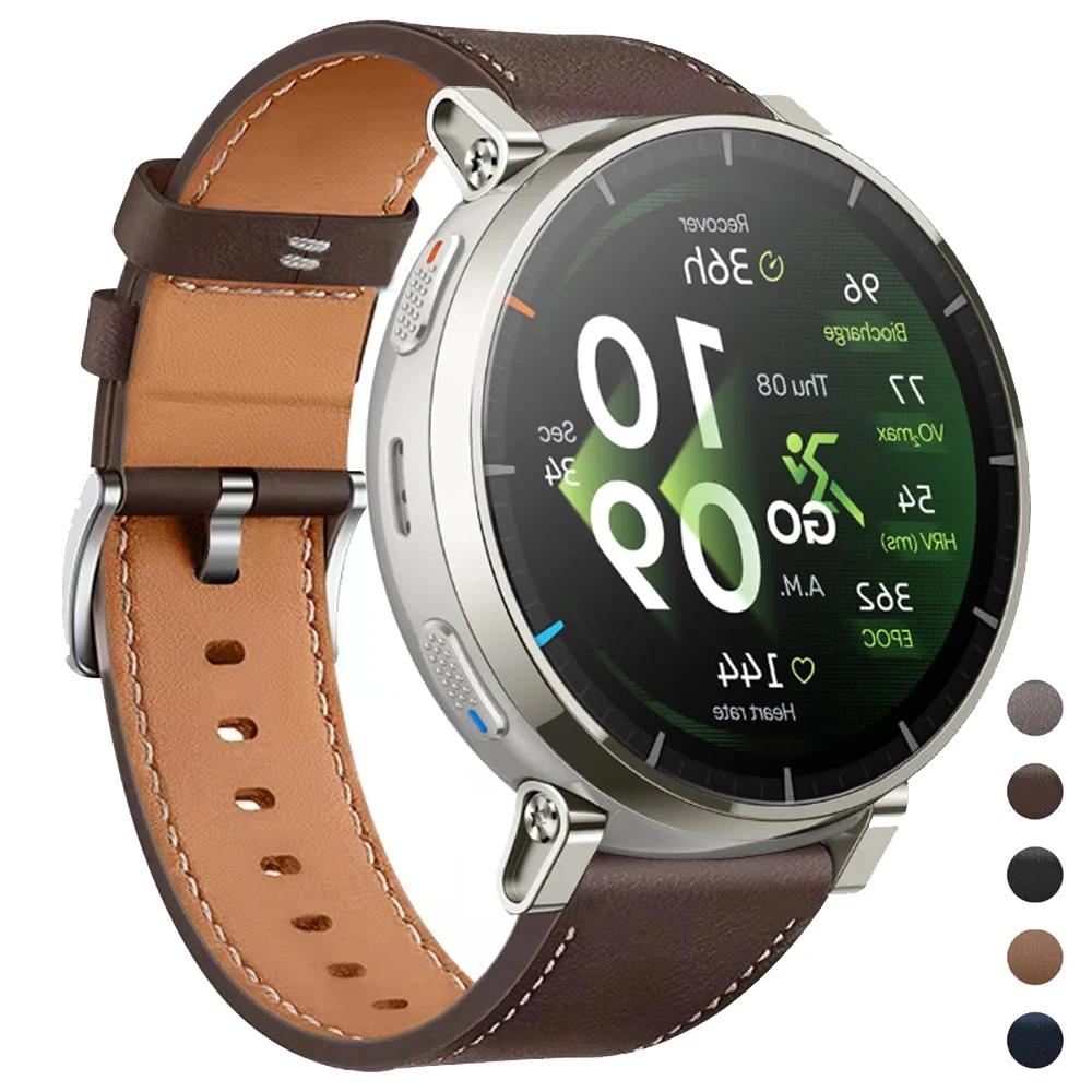 Bracelets en cuir de remplacement, 22mm 20mm, pour Amazfit Active 3 45mm/Active Max 48mm/Balance 2/GTR 4 3 Pro/GTS 4 2e/Bip 6 5 3
