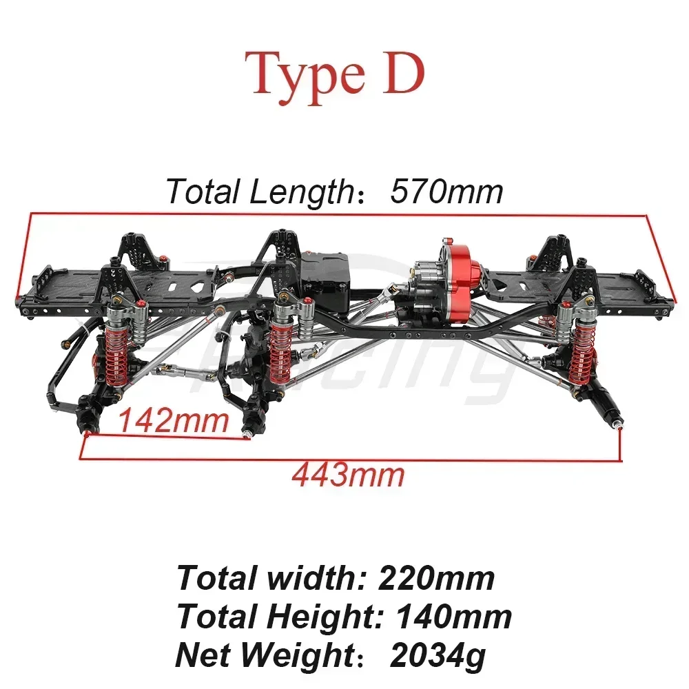 Metal Alloy Upgraded 6x6 RC Car Chassis Empty Frame with 3 Axles Gearbox Links DIY for Axial SCX10 1/10 RC Crawler Car Parts