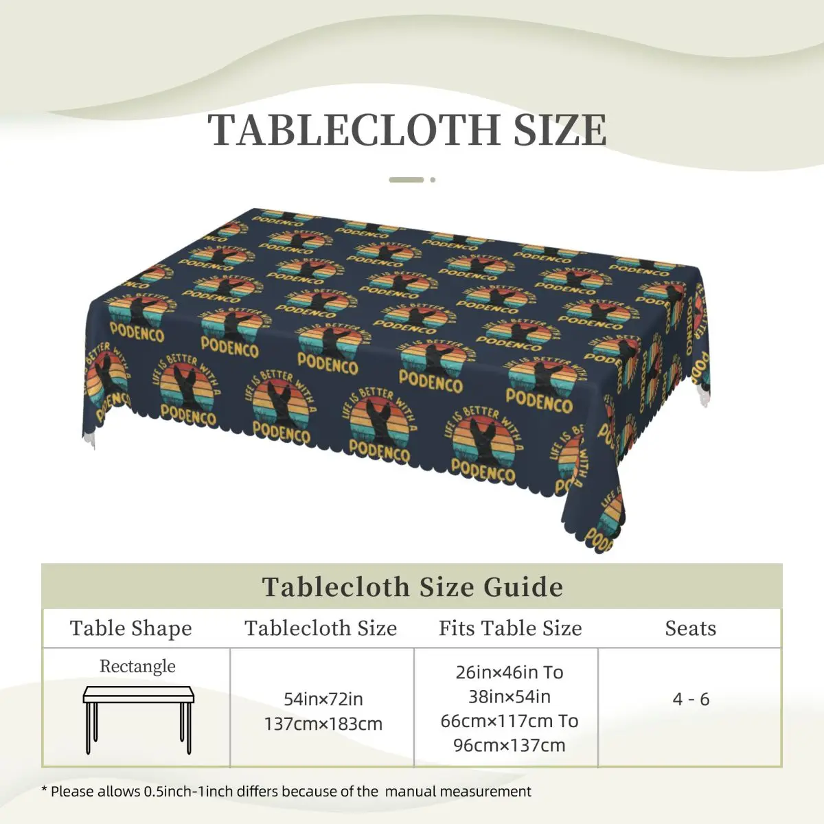 Life Is Better With A Podenco Customized Rectangular Tablecloth Oilproof Table Cover for Dining Events Table Cloth