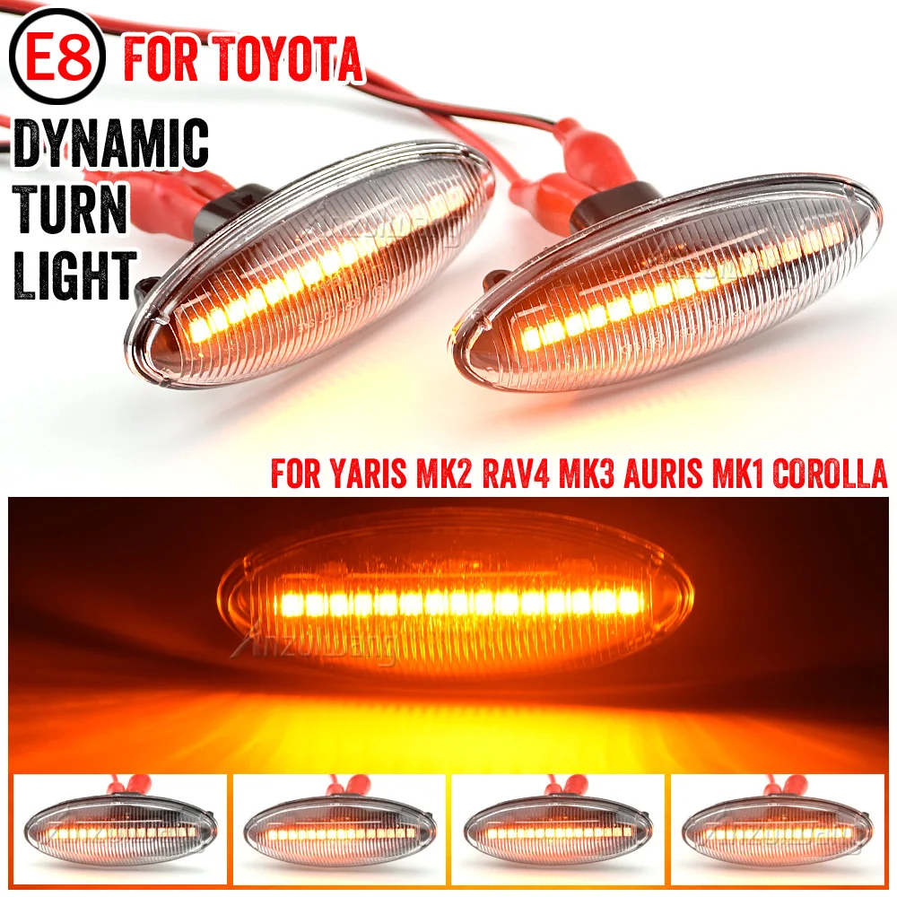 

2 pieces Led Dynamic Side Marker Turn Signal Lights Sequential Blinker For Toyota Yaris Mk2 P9 RAV4 Mk3 ACA3/ALA3 Auris Mk1 E15