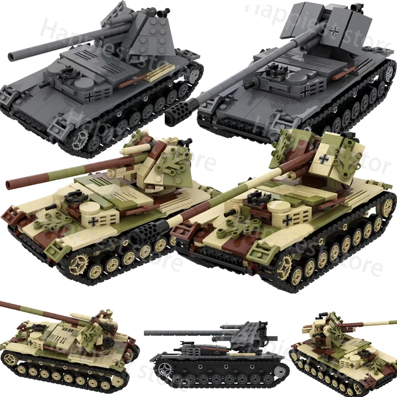 

MOC Military German Figures Carrier IV Vehicals Tanks 128 Guns Building Blocks Soldier Armored Car Weapons Accessories Brick Toy