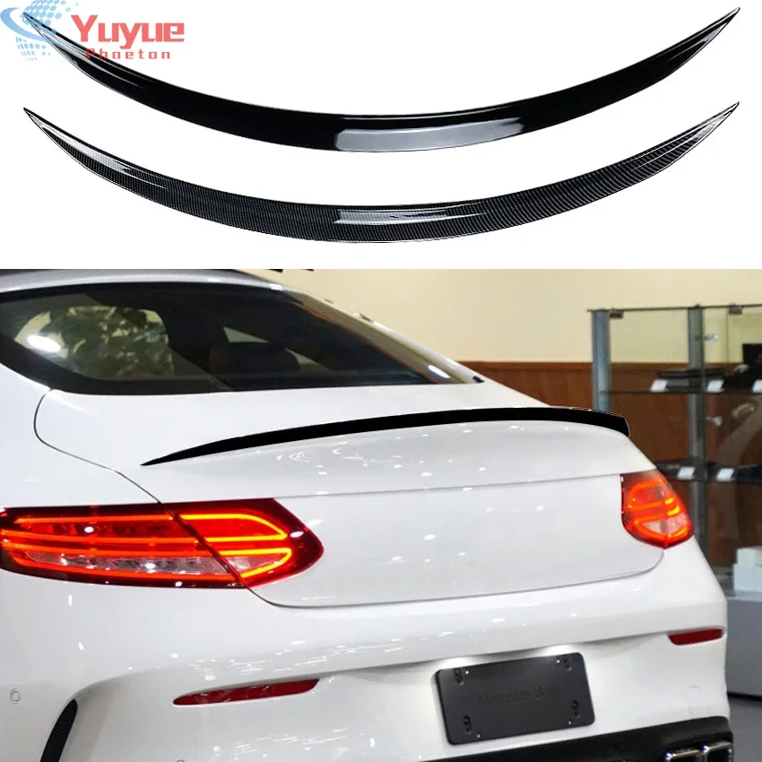 2015 To 2021 For Mercedes-Benz C Class w205 C205 C63 COUPE C200 C300 2 Door Rear Wing Spoilers By ABS Glossy Black Carbon Fiber