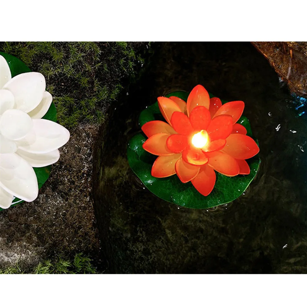 6 PCS Floating Water LED Electronic Candle Outdoor Lanterns Lotus Lights Waterproof Lamp For Praying Blessing Wishing Pool Decor