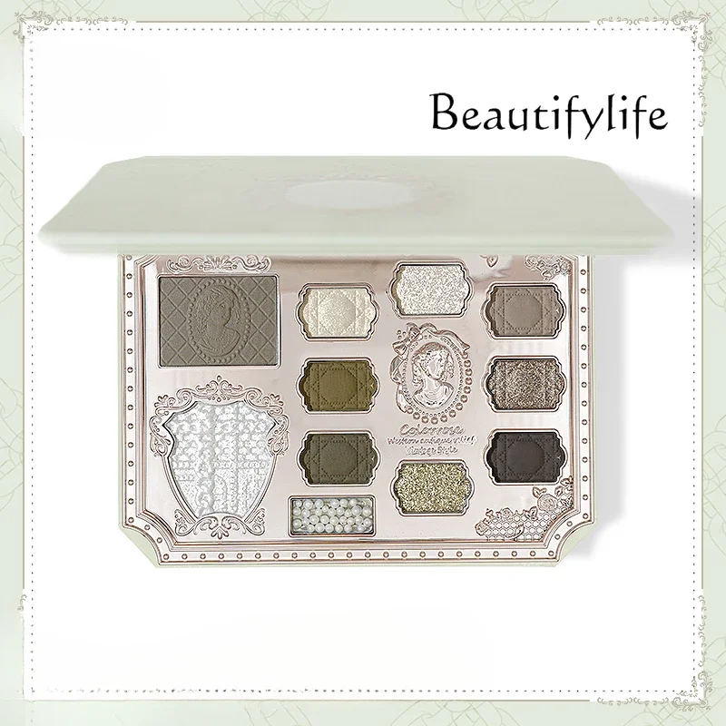 Simple Moss Green Eyeshadow Exquisite Atmospheric Blush Highlight Integrated Plate Matte