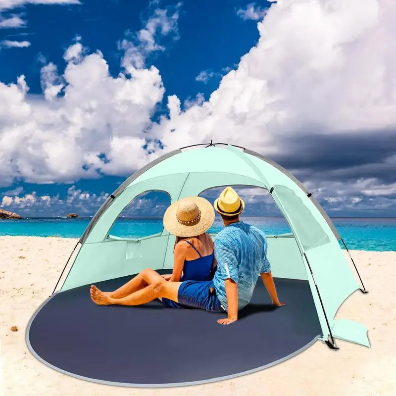 Portable Outdoor Shade Tent Large Space Beach Tent Pop Up Tent Multi-Scenario Breathable Beach Tent For Lakes Parks Hiking