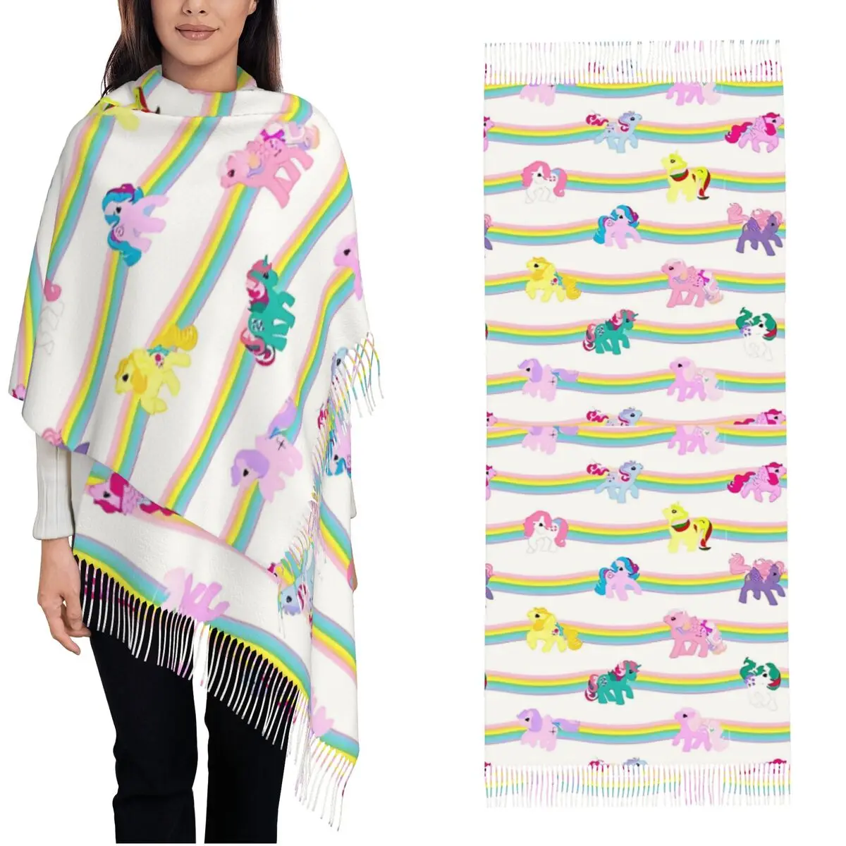 MLP My Little Pony Up In Rainbows Shawl Wrap Womens Winter Long Soft Scarf Pashmina Shawl Scarves