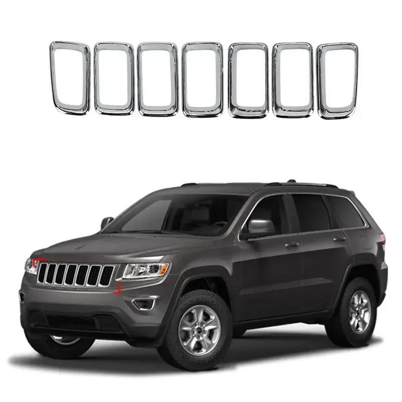 7Pcs Front Grille Trim Exterior Racing Air Outlets Chrome ABS Protectors Cover Car-styling For Jeep Compass 2011-2014