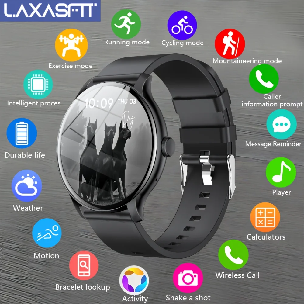 

LAXASFIT 2026 New Full Screen Touch Sports Fitness Tracker Bluetooth smartwatch for Men Women