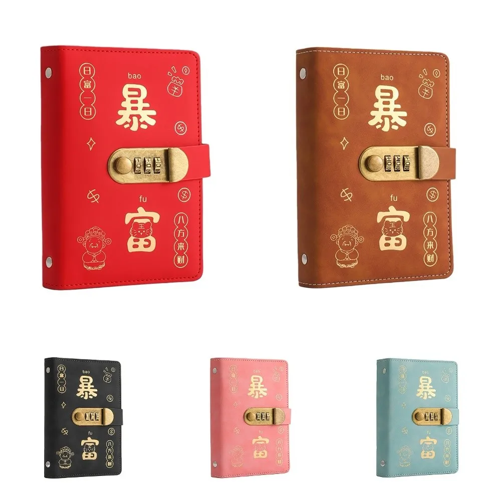 PU Leather Money Saving Book Large Capacity Reusable Money Saving Challenge Book Coded Lock Waterproof Money Storage Bag Ledger