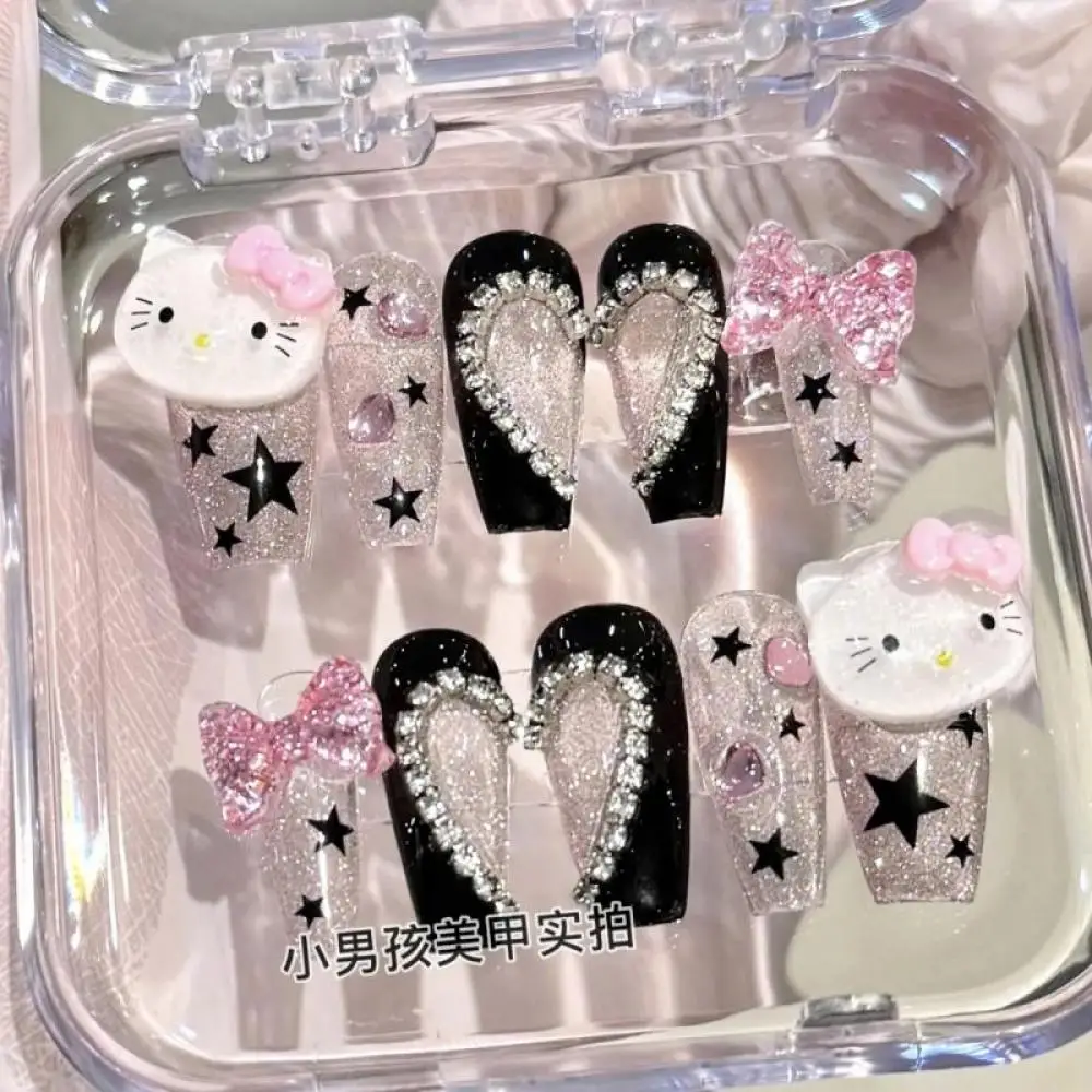 Y2K Hot Girls Hello Kitty Handmade Manicure Sanrioed Kawaii Cartoon Anime Removable Manicure Patches Nail Patches Student Gift