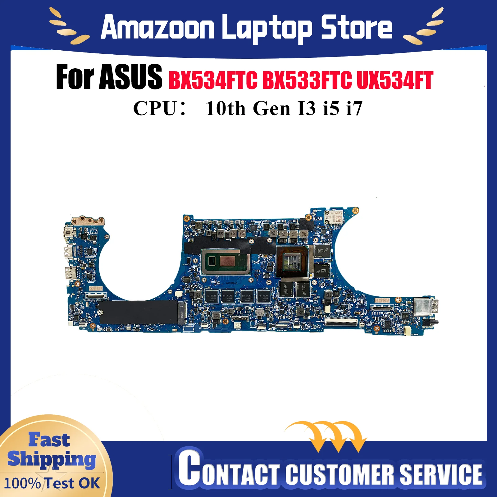 

UX534FT Материнская плата для ноутбука ASUS UX534FTC BX533FTC UX534F RX534FTC BX534FT UX534FT BX534FTC Материнская плата с 10-го поколения I3 i5 i7