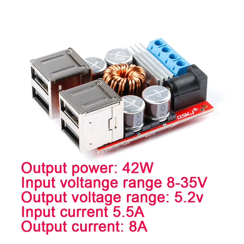 DC-DC Vehicle Charging Board 8V-35V 5V 8A 10A Power Supply Depressurization Module 2 4 port TYPE-C USB Output mobile Charger Car