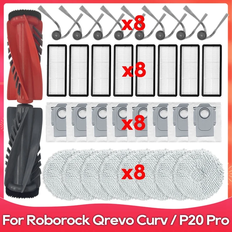 A86I-For Roborock Qrevo Curv / V10viv Replacement Parts Accessories Hepa Filter Mop Cloth Dust Bag Main Side Brush