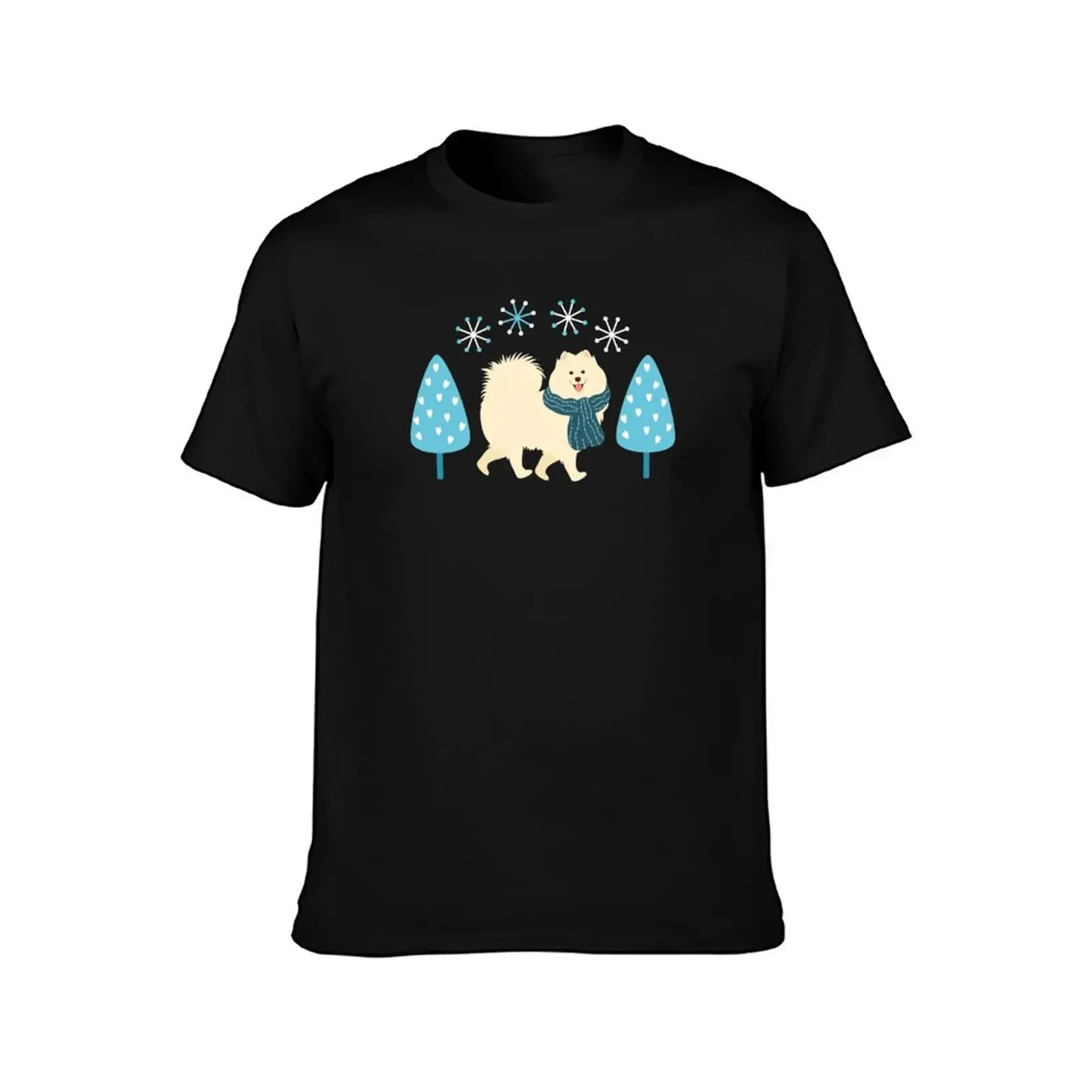 Cute Samoyed dog in Winter T-Shirt Personalized t-shirt Blouse t shirts for men