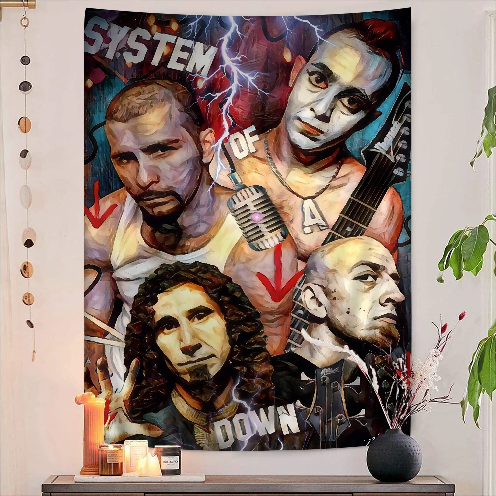 

Heavy Metal Band System Of A Down Hanging Bohemian Tapestry Japanese Wall Tapestry Anime Kawaii Room Decor