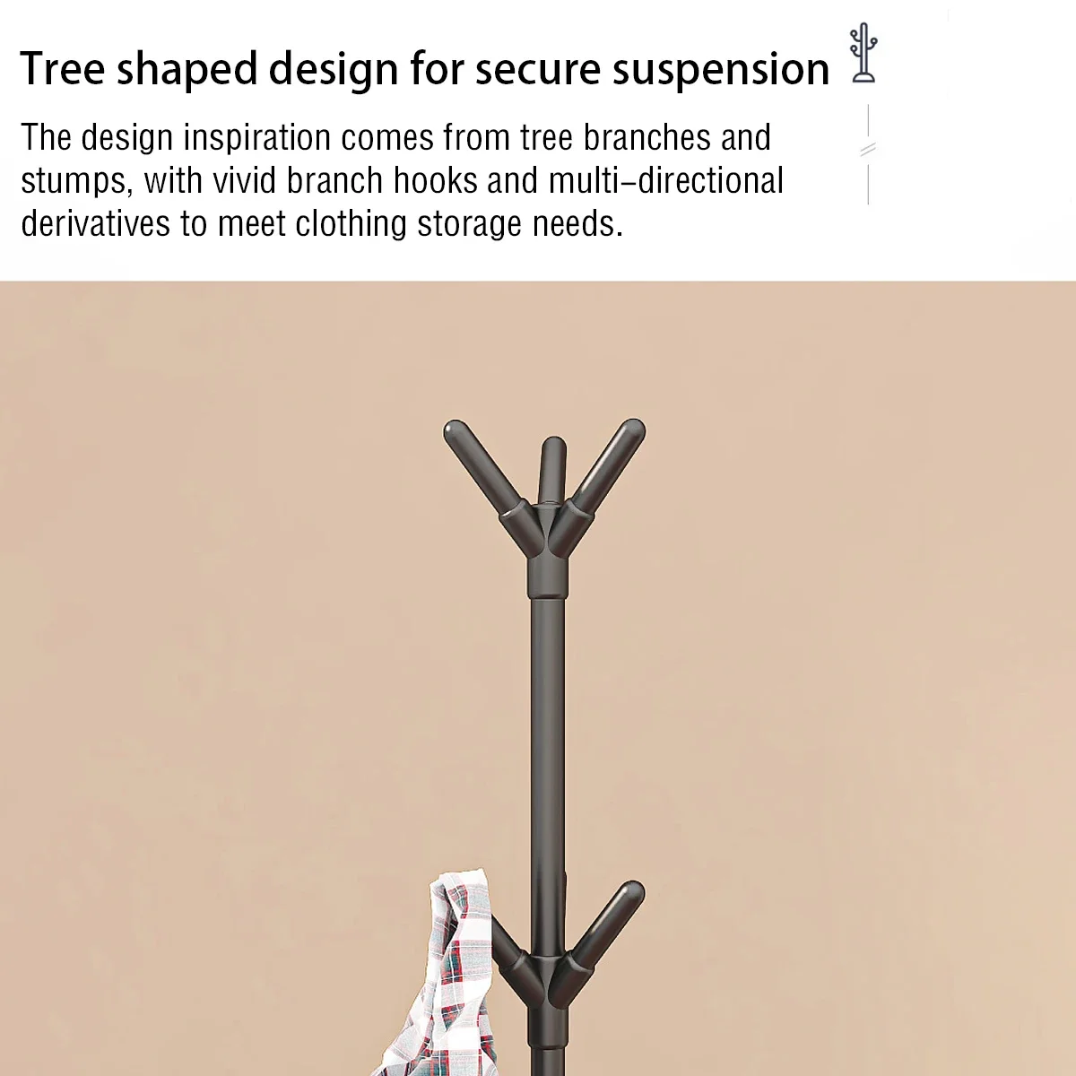 Simple assembly floor standing coat rack, office iron coat rack, bedroom vertical coat rack, tree branch shaped storage hanging