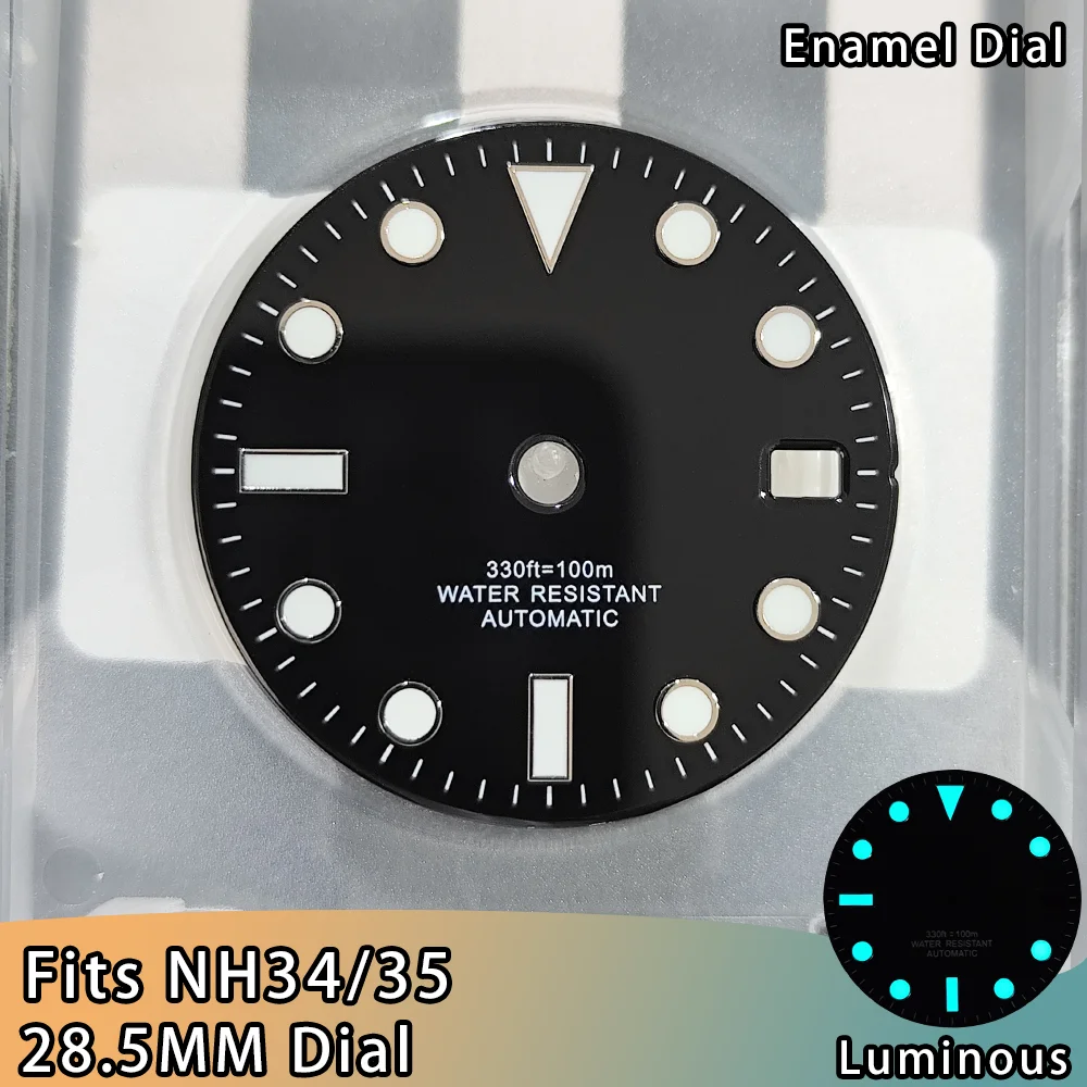 Customized Logo NH35 Dial For NH35 SUB Watch Dials 28.5mm Dials BGW9 Blue Luminous Single Dials Calendar Multi-color NH34 Dials