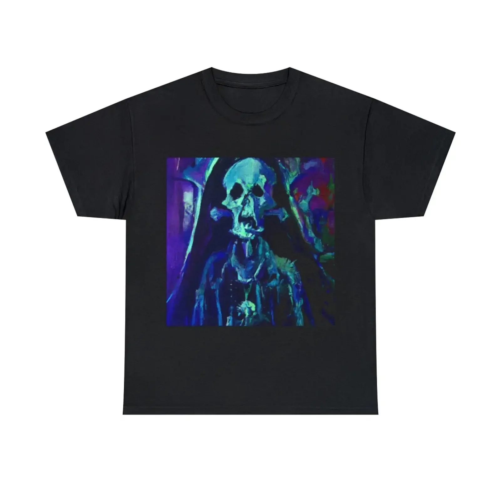 Halloween-T-Shirt für Erwachsene, Kunstmalerei, Death Metal, Gothic, Dark Fantasy, Horror, Vintage, gewaschen, Herren-Streetwear, Unisex