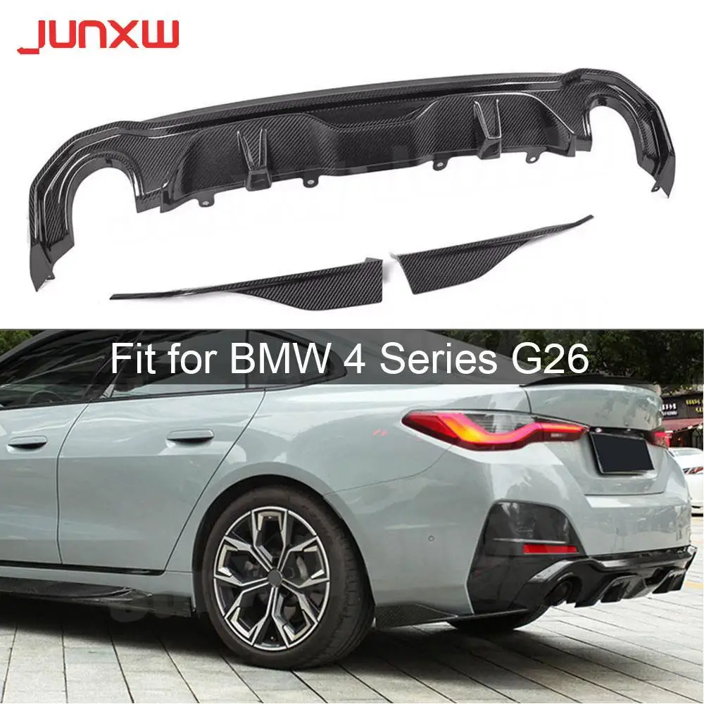 for BMW 4 Series G26 M Sport Sedan 2020+ Dry Carbon Fiber Rear Bummper Splitter Spoiler Side Aprons FRP