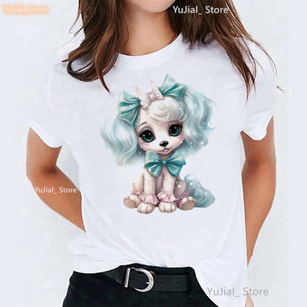 Yorkie Love T-Shirt, Cute Maltese Dog Animal Print Women\'S T-Shirt Fashion Aesthetics 90s Tshirt New Femme Tshirt Wholesale