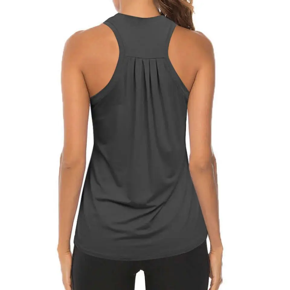 Senza maniche Racerback Yoga Vest Athletic Fitness Sport canotte palestra Running Training Yoga camicie allenamento top per le donne