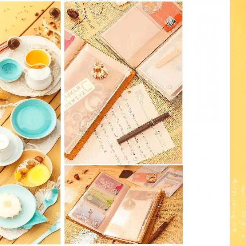 PVC-Reißverschlusstasche für Midori Travelers Notebook Journal Planner Zubehör Kartenhalter Aufbewahrung Standard/Tasche/Reisepass – Detail 17
