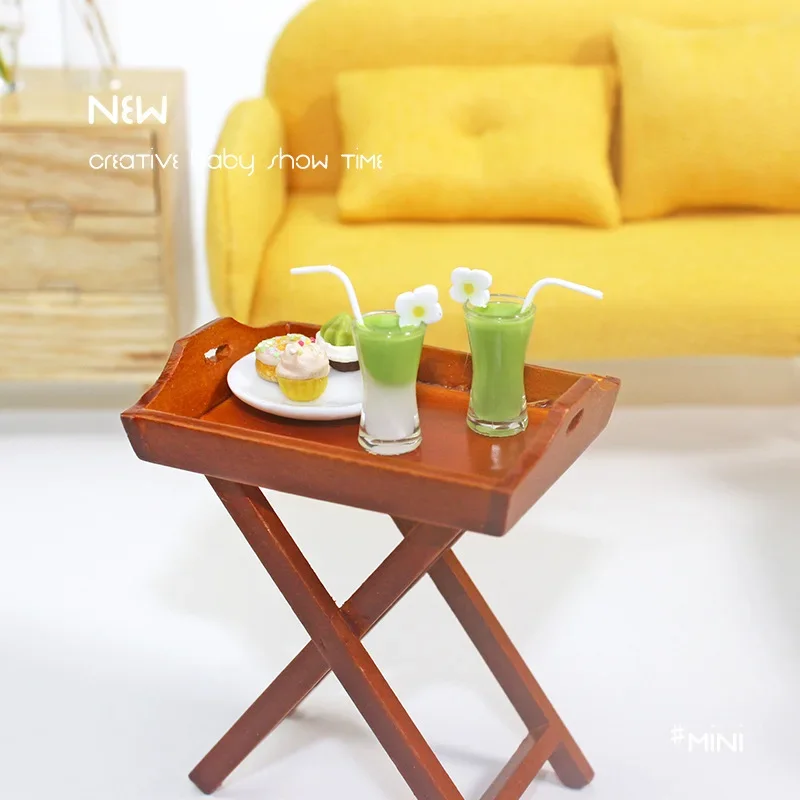 1:12 Bjd Dolls House Kitchen Accessories Mint Cocktail Peach Matcha Drink Miniature Items Dollhouse Pretend Play Toys High Tea