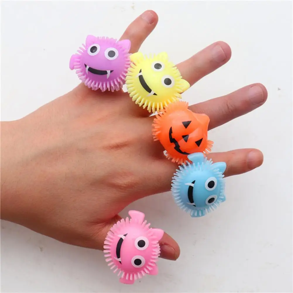 

Wholesale & Dropshipping Finger Glowing Ring Colorful Wear-resistant Interesting Expression Mini Halloween Glowing Ring