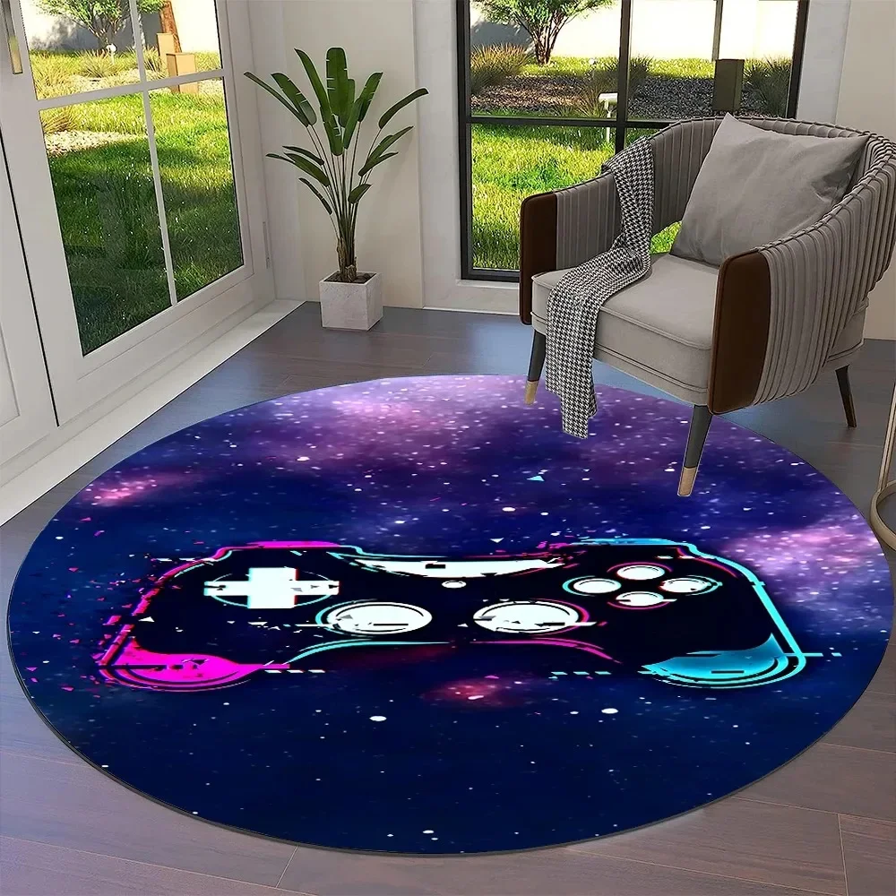 Round Rug for Kids & Gamers – Soft Non-Slip Floor Mat for Playroom, Bedroom, Living Room & Pet Areas