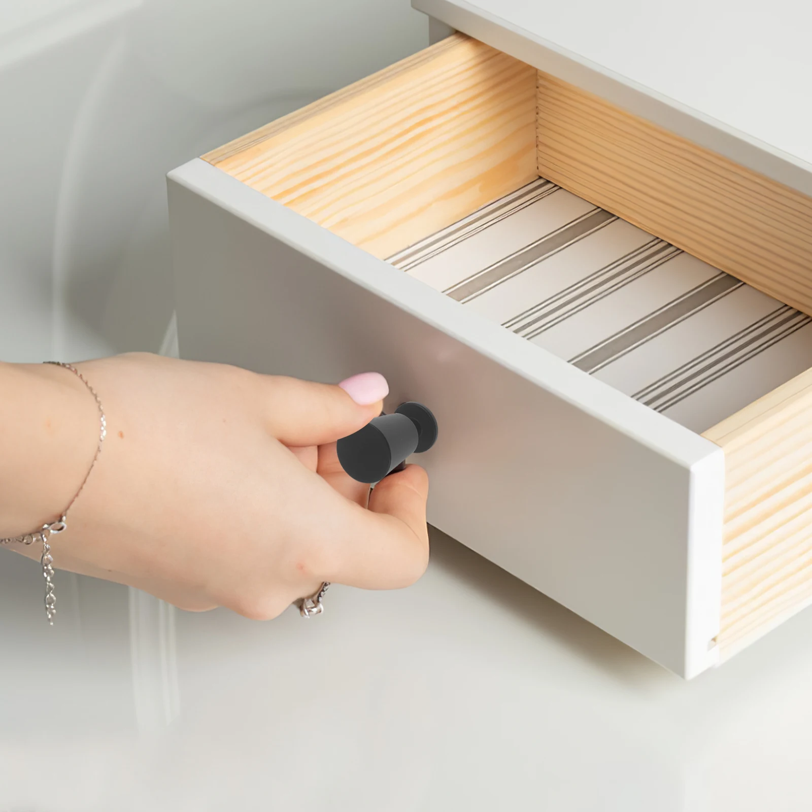 

4pcs Black Knob Round Aluminum Alloy Door H Furniture Pull Wardrobe Metal Drawer Cabinet Hardware Replacement