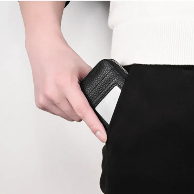 حافظة بطاقات مع سحاب محمول للنساء، حامل بطاقة بنكية قصيرة، حامل بطاقة عمل، سحاب، قابض عمودي، قطعة واحدة #6