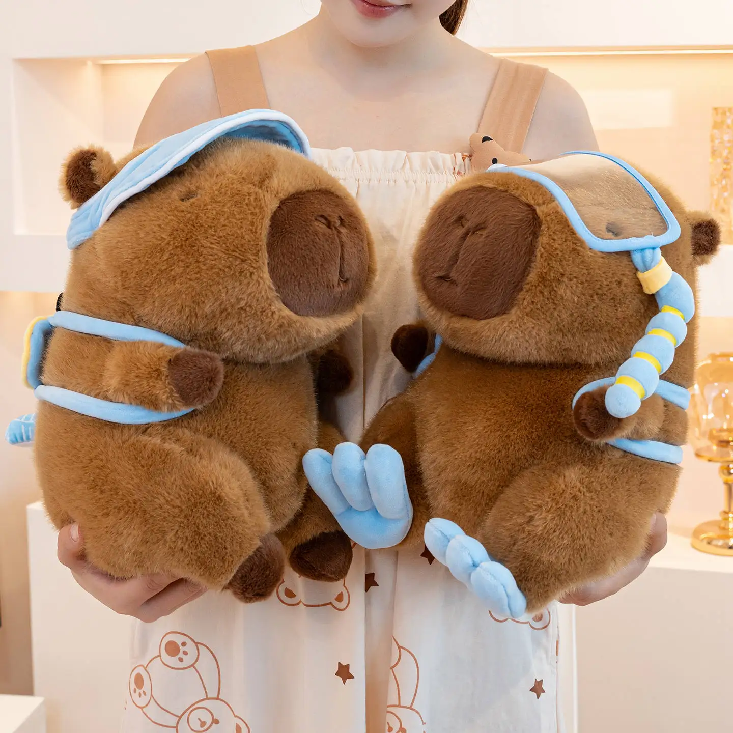 22/30cm lindo verano mar deportes capibara muñeco de peluche helado coco natación fútbol mochila capibara juguete de peluche decoración del hogar