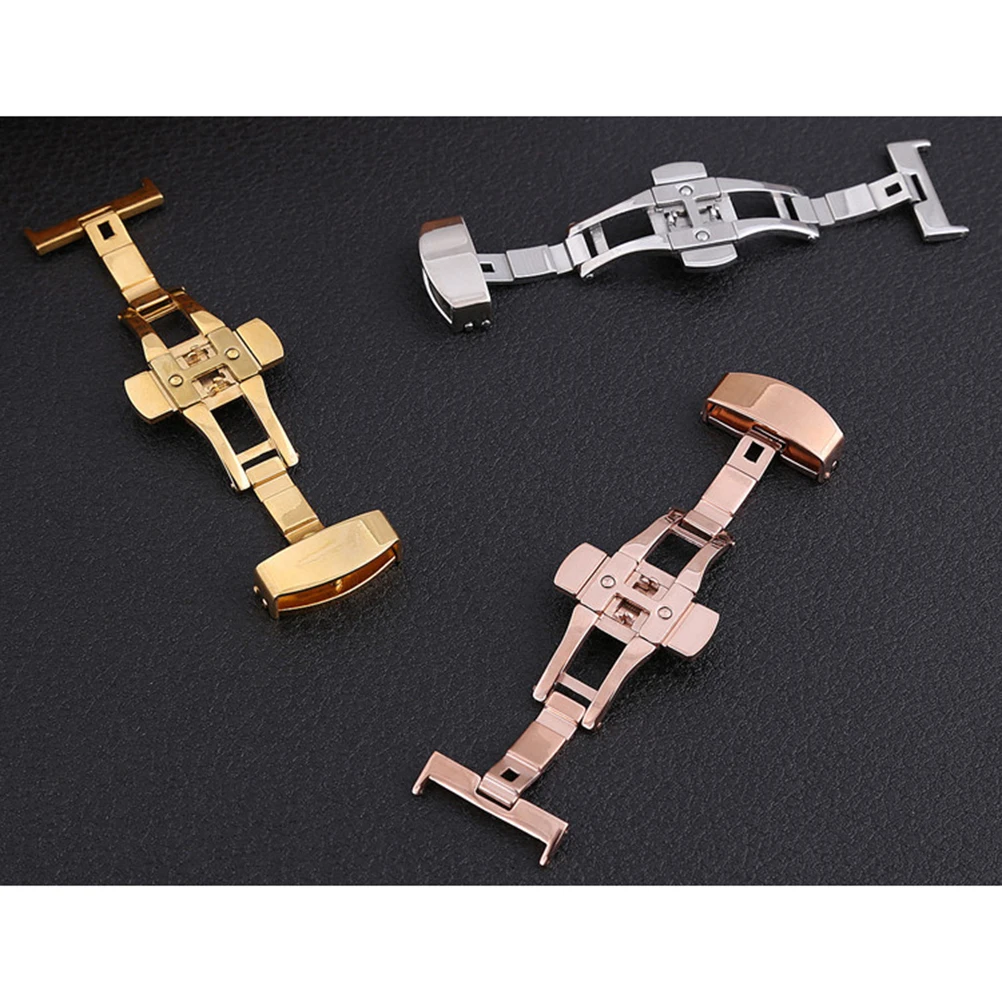 

Double Press Automatic Butterfly Buckle 20 Mm Steel Watch Bands Push Button Clasp Durable Luxury Easy Open Close Strap