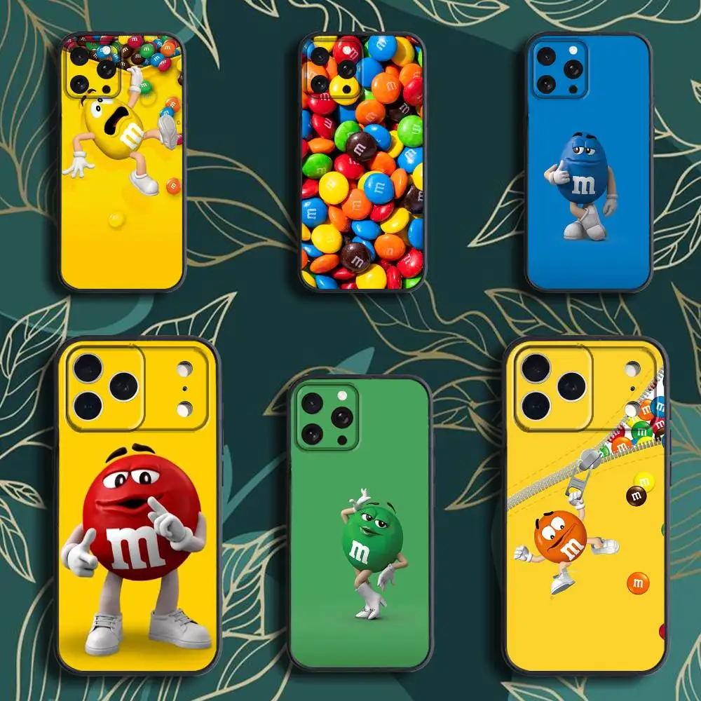 

M-M C-Chocolate B-Beans Phone Case For iPhone 17,16,15,14,13,12,Pro,Max,Plus,E,SE4,Air,Mini Black Soft Box