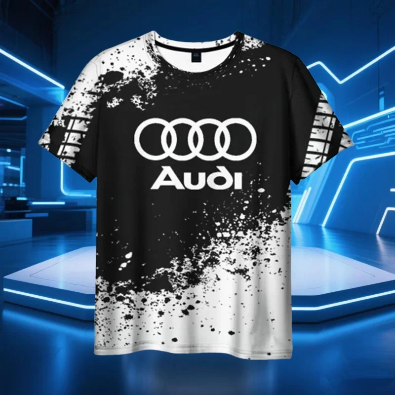

Летняя уличная быстросохнущая дышащая рубашка с короткими рукавами Audi, мужская и женская тонкая удобная футболка для велоспорта и мотоцикла