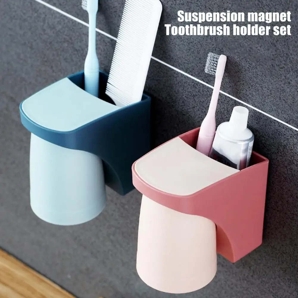 1/2Pcs Toothbrush Holder With Storage Compartment Strong Load-bearing Easy To Install Cup Holder Bathroom Organizer 칫솔걸이