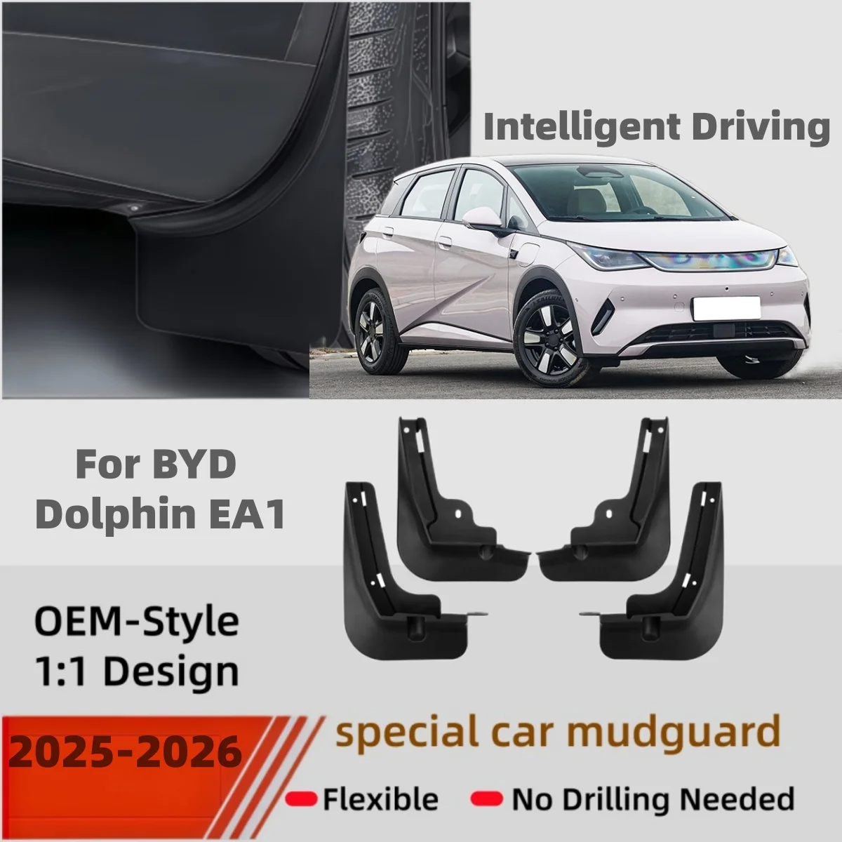 4Pcs Mud Flaps Splash Guards For BYD Dolphin EA1 2025-26 Intelligent Driving Front Rear Fender Mudguards Car Styling Auto Parts