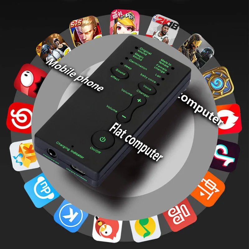 New Voice Changer Mini Portable 8 Voice Changing Modulator with Adjustable Voice Functions Phone Computer Sound Card Mic Tool