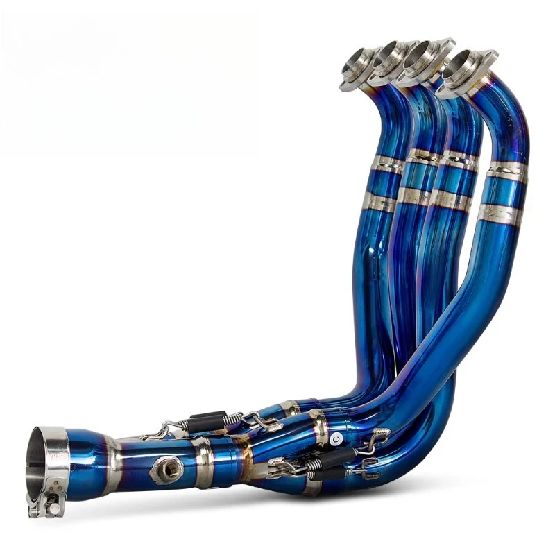 Motorcycle Exhaust Modify Blue Front Pipe Escape Titanium Header Tube Fit Original Muffler for ZX6R ZX-6R 2021-2025