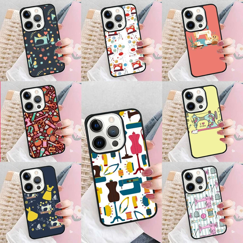 Sewing Machine Phone Case Cover for iPhone 16 Promax 15 Pro 13 14 Plus 11 12 Mini XR XS MAX Coque