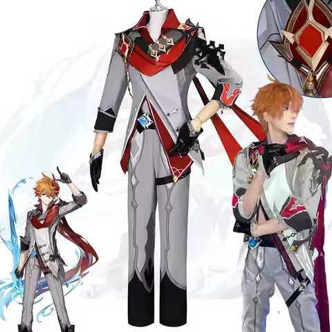 Genshin Impact Tartaglia Childe Cosplay Costume Uniform Wig Cloak Full Set Halloween Comic Con Anime Stage Performance Events